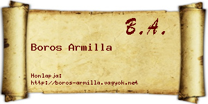 Boros Armilla névjegykártya